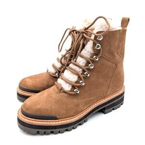 Marc Fisher Izzie Genuine Shearling Lug Sole Boots Women's Brown Suede Size US5M